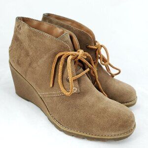 Sperry Top-Sider Stella Prow Suede Lace Up Wedge Heel Ankle Boots 8.5 Ta…
